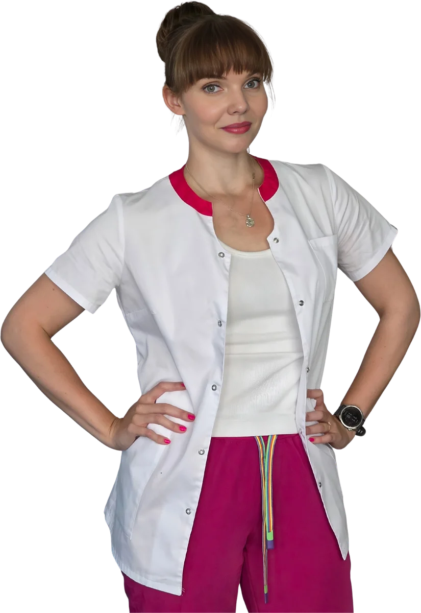 lek. Natalia Jainta, ginekolog, w białym kitlu